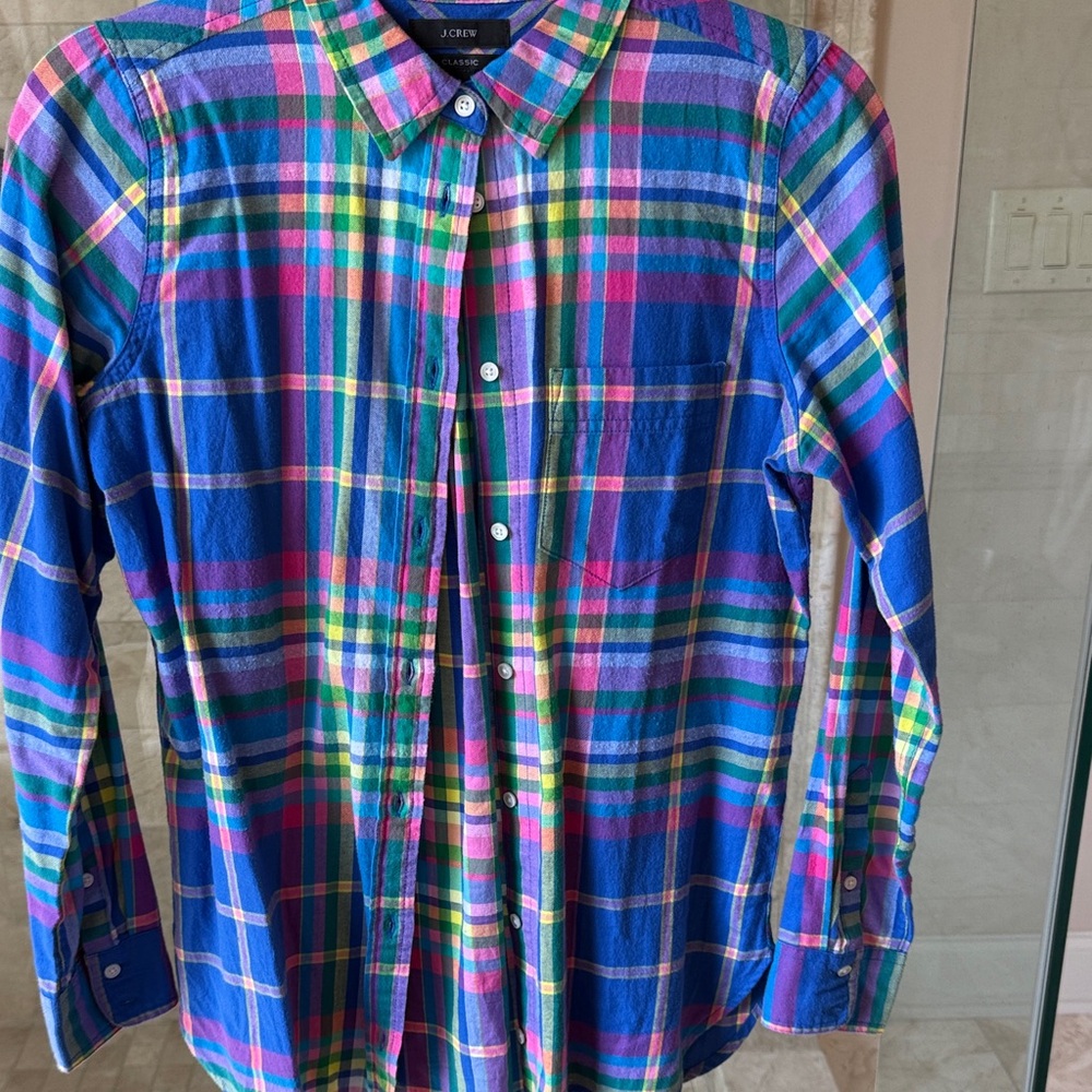 J. Crew Vibrant Plaid Button Down Shirt